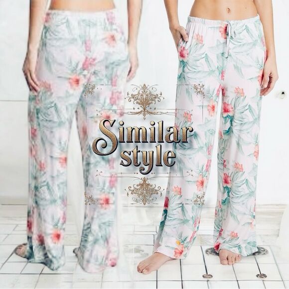 🍭 Inspired Hearts Pajama Pants Soft Lightweight Floral Print Size Large - Picture 6 of 16